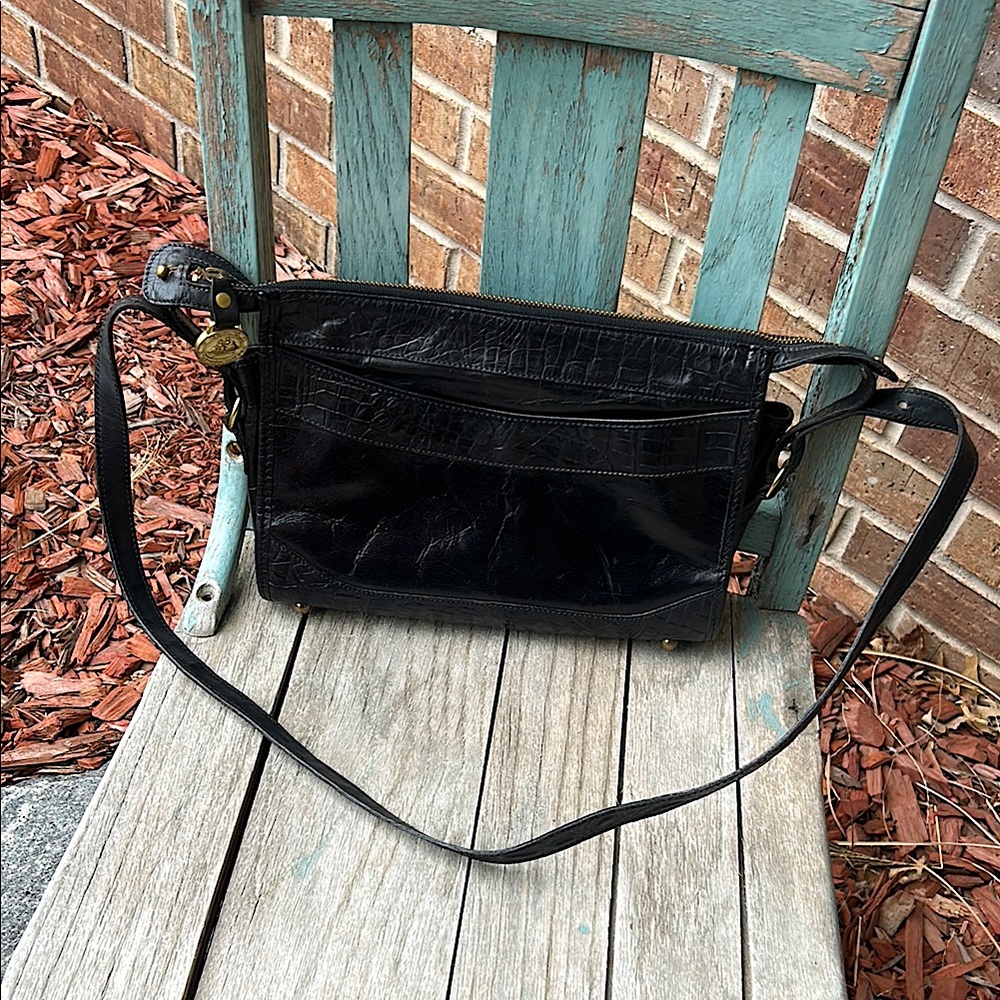 BRAHMIN Vintage Black Leather Shoulder/Crossbody Bag